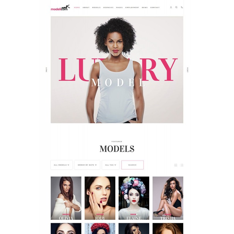 Modelicom - Model Agency and Portfolio WordPress Theme