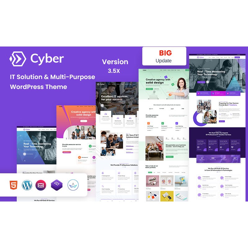 Cyber - Technology Saas and Startup Elementor WordPress Theme.