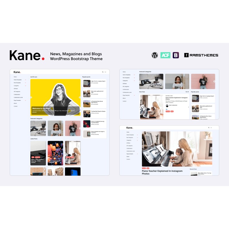 KANE - News Magazine Blog Bootstrap WordPress Theme