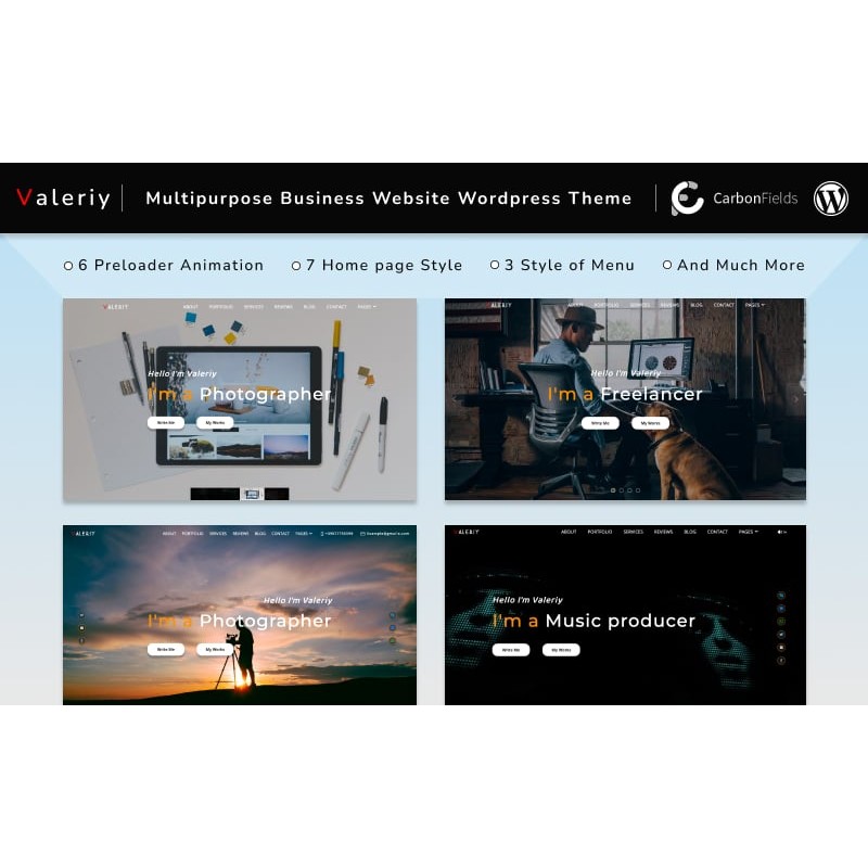 Valeriy | Multipurpose Personal and Business with Blog WordPress Theme