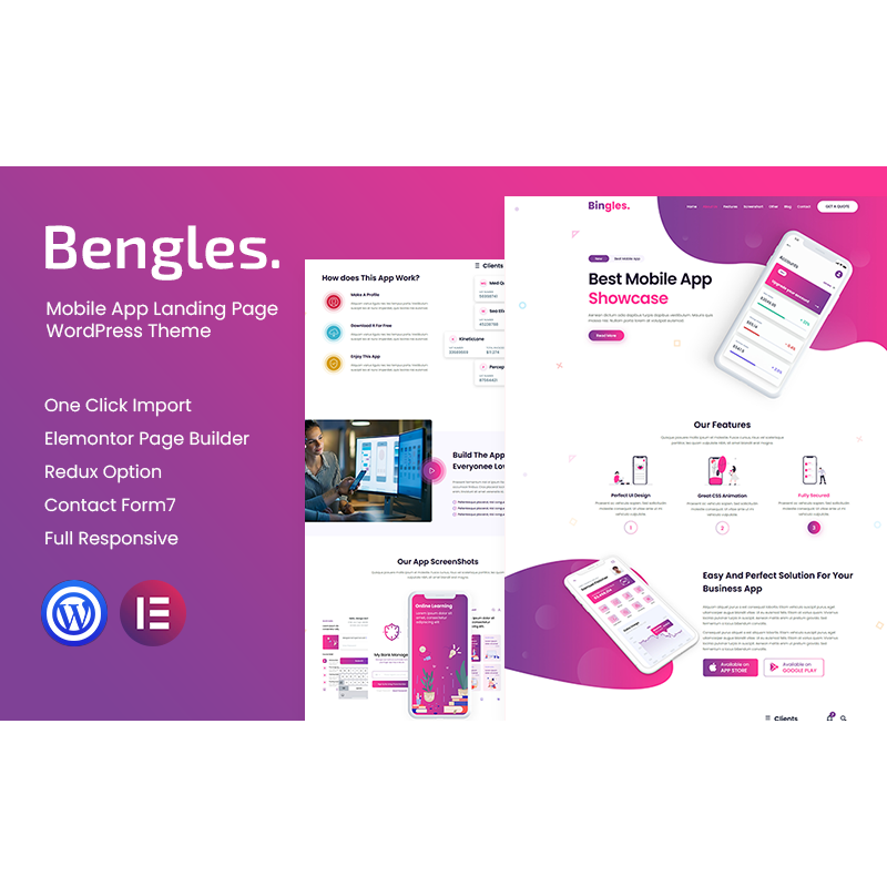 Bingles - Mobile App Landing Page WordPress Theme