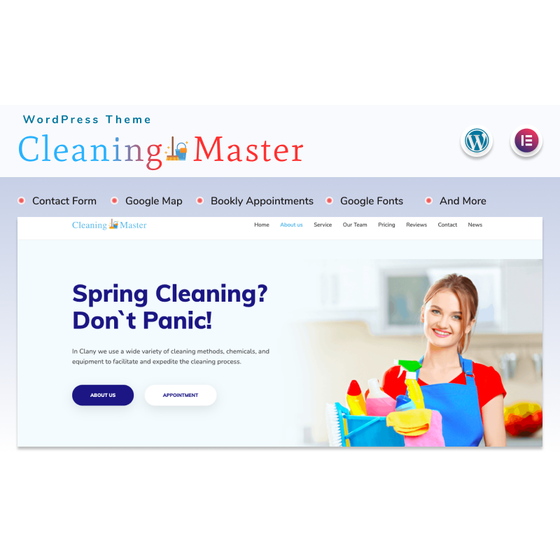 Cleaning Master - Landing page with Blog WordPress Theme