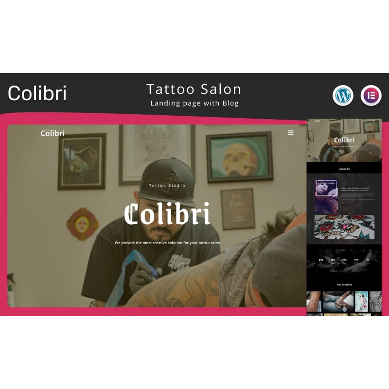 Colibri - Tattoo Salon Landing page Elementor WordPress Theme