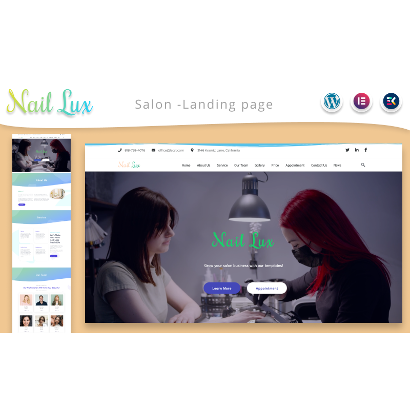 Nail Lux - Manicure Salon Landing page WordPress Theme