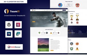 Team11 - Cricket Responsive Website WordPress Elementor Theme