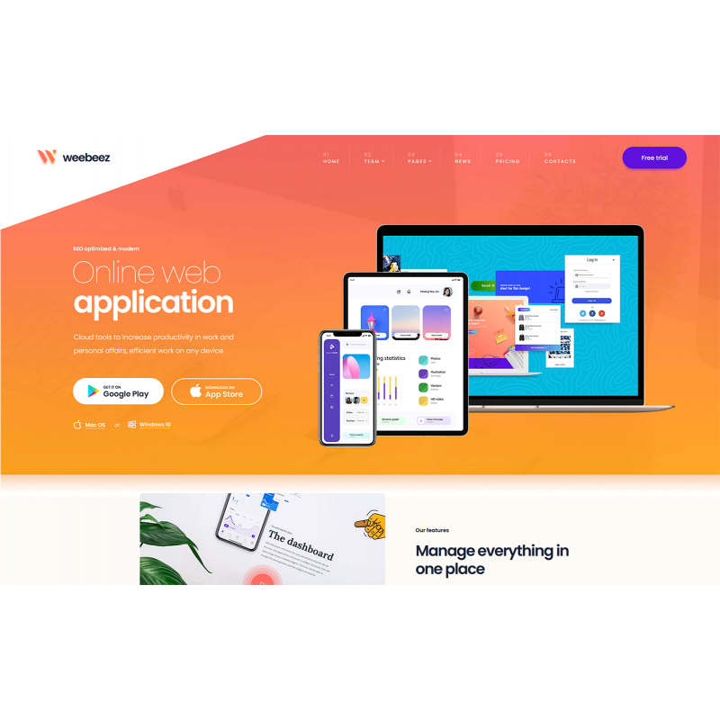 Weebeez - Web Application WordPress Theme