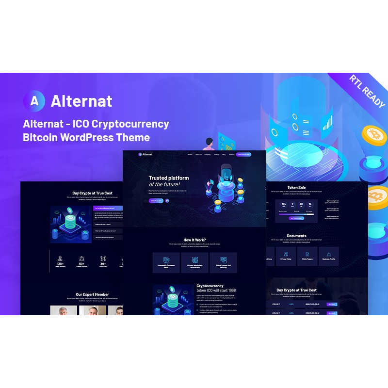 Alternat - ICO Cryptocurrency Responsive Bitcoin WordPress Theme