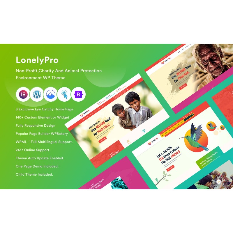 LonelyPro- Non-Profit Charity WordPress Theme.