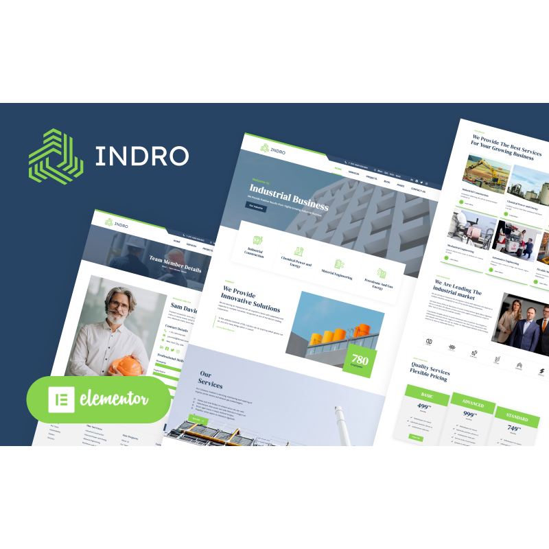 Indro - Industrial Company Factory WordPress Elementor Theme