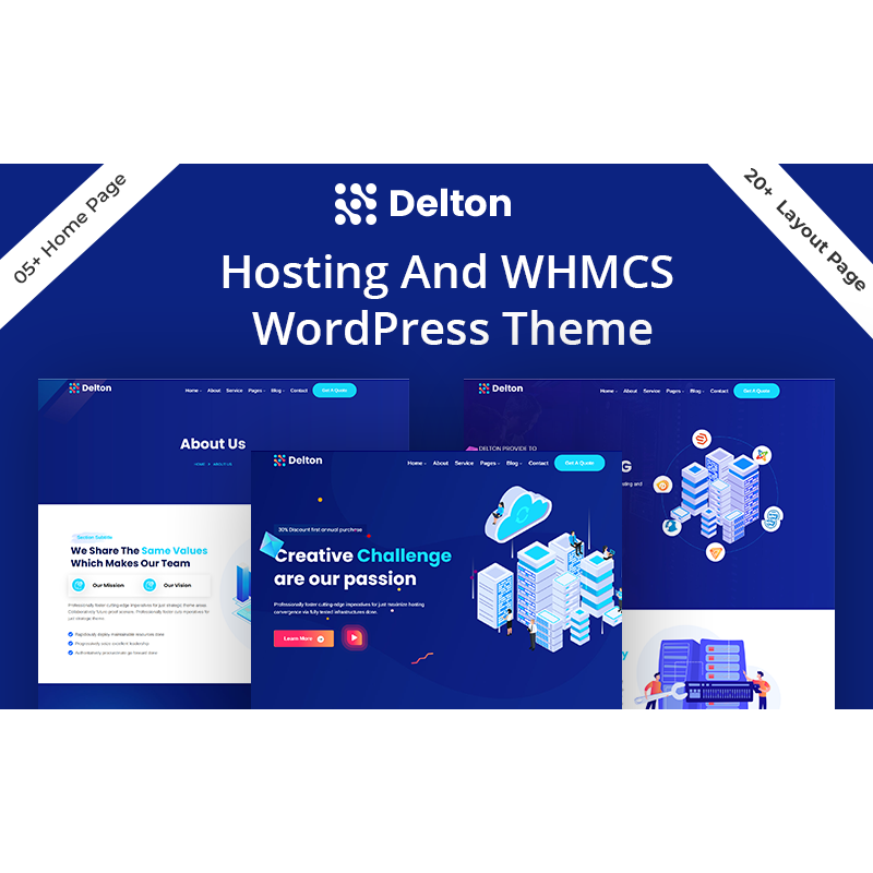 Delton - Domain & Hosting Services Company WordPress Theme
