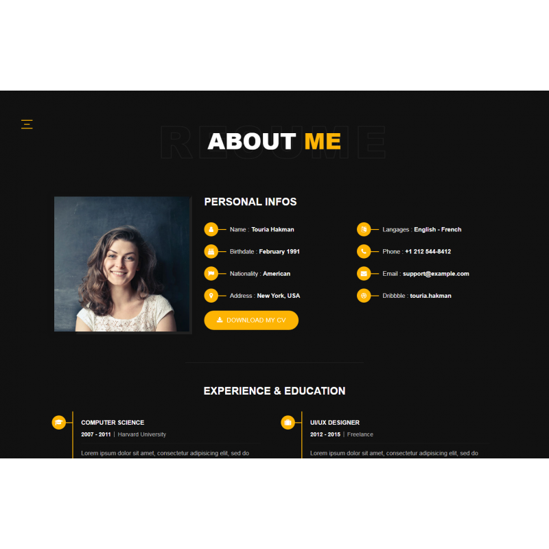 Touria - Personal Portfolio WordPress Theme