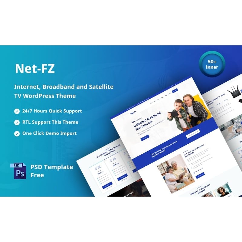 Netfz - internet provider, broadband, and satellite TV responsive WordPress Theme
