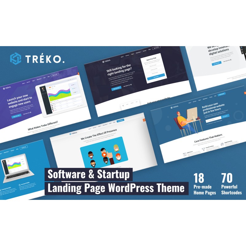 Treko - Startup and Software Landing WordPress Theme