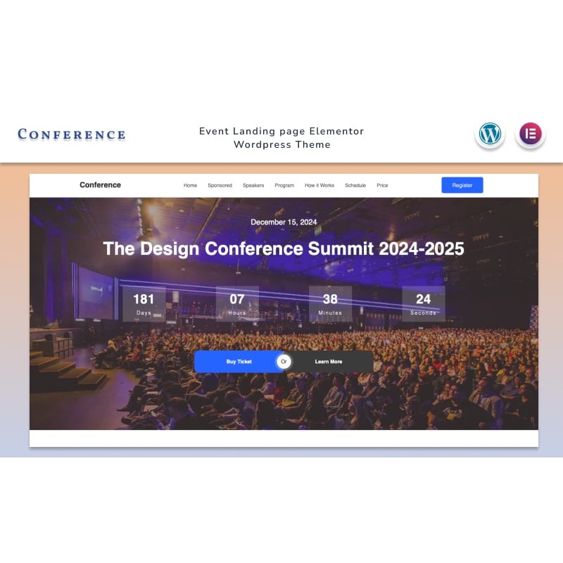 Conference - Event Landing page Elementor Wordpress Theme