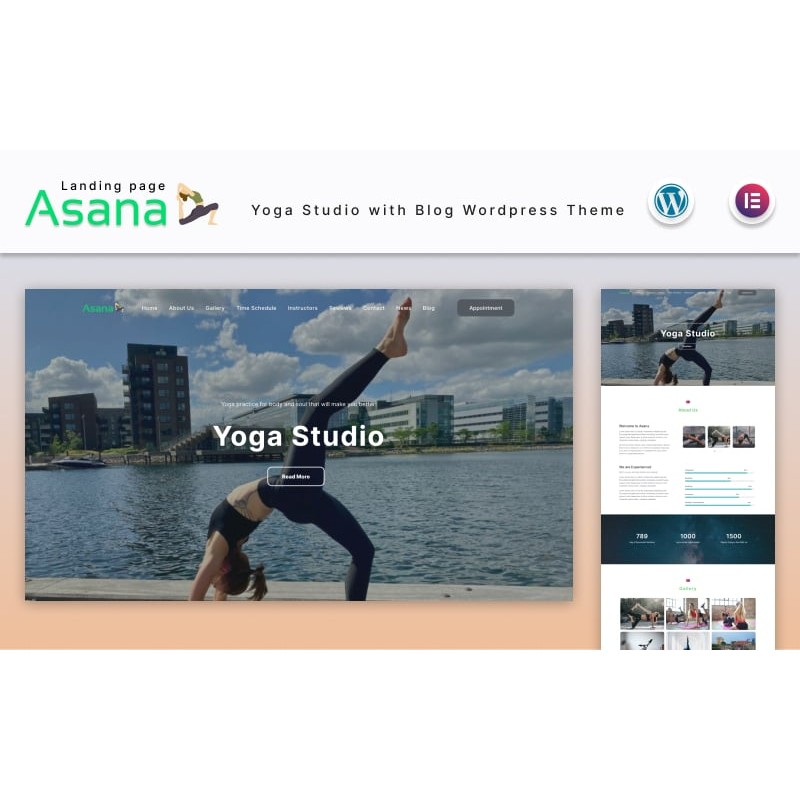 Asana - Yoga Studio Landing page with Blog WordPress Theme