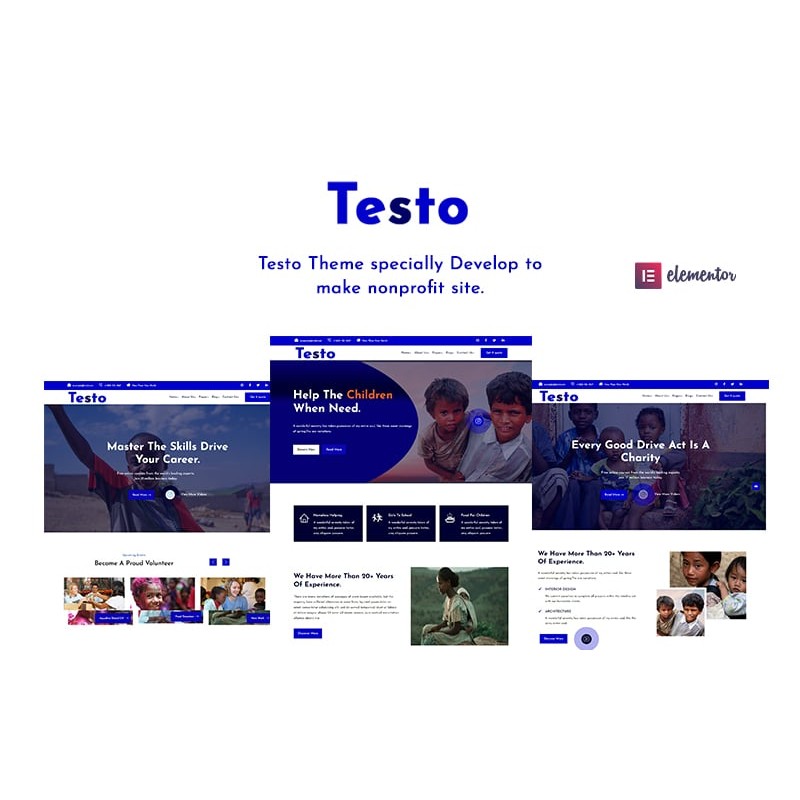 Testo&ndash; Nonprofit Charity Elementor Wordpress Theme