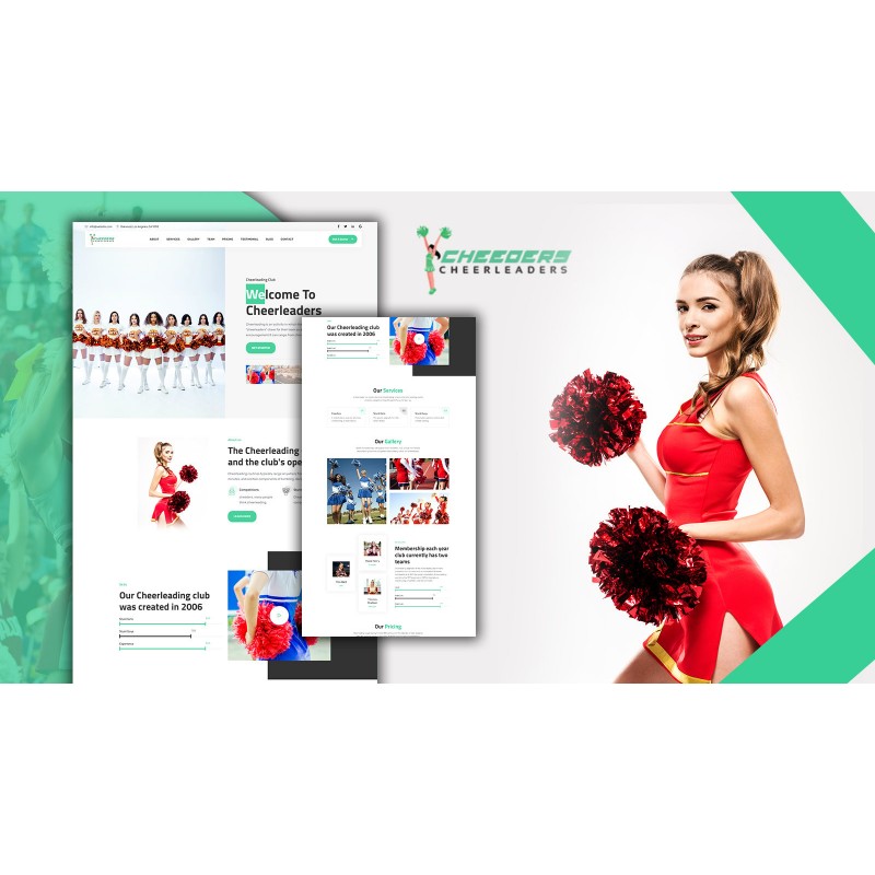 Tomaar-Cheeders Cheerleading Team Landing Page WordPress Theme
