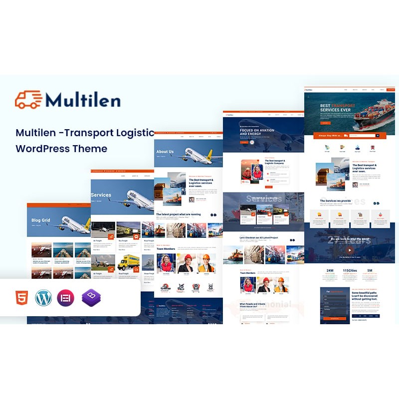Multilen Transport & Logistic WordPress Theme.