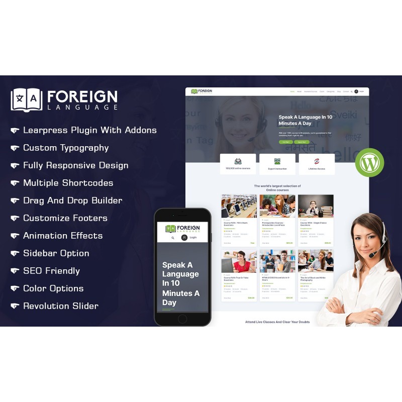 Language Courses & Learning Center WordPress Theme
