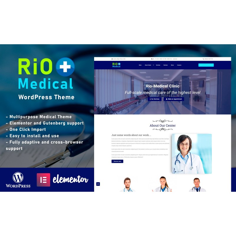 Rio-Medical - Medical Center Landing Page WordPress Theme