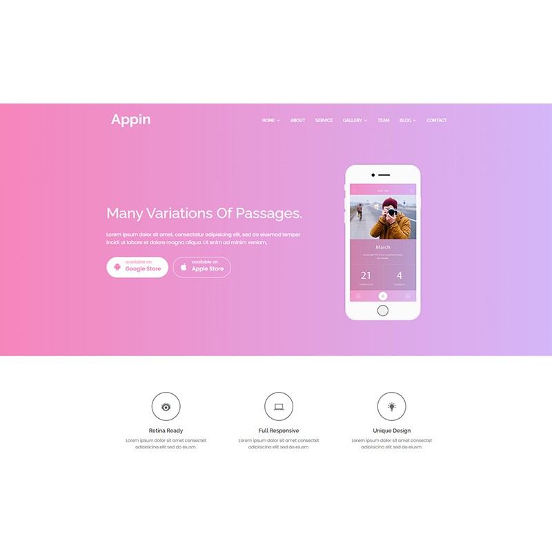 Appin - Apps Responsive WordPress Theme