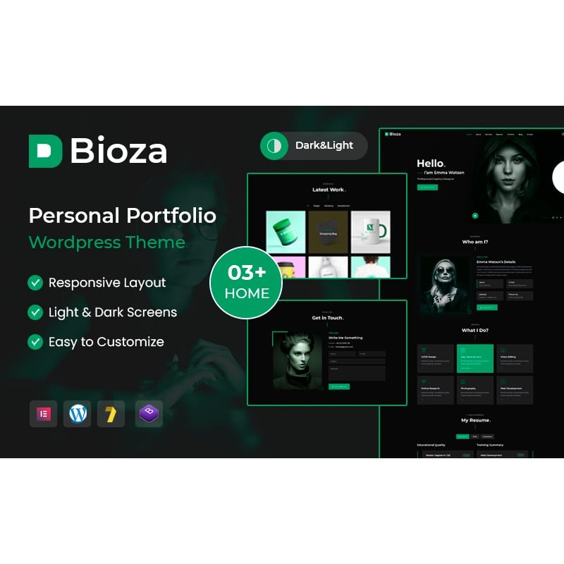 Bioza - Personal Portfolio Landing Page WordPress Theme
