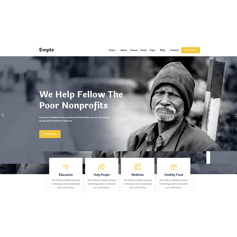 Empte - Poor Nonprofit and Charity WordPress Theme