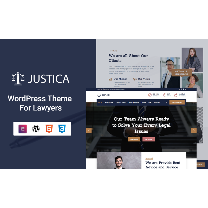 Justica - Responsive Justice Firm WordPress Theme