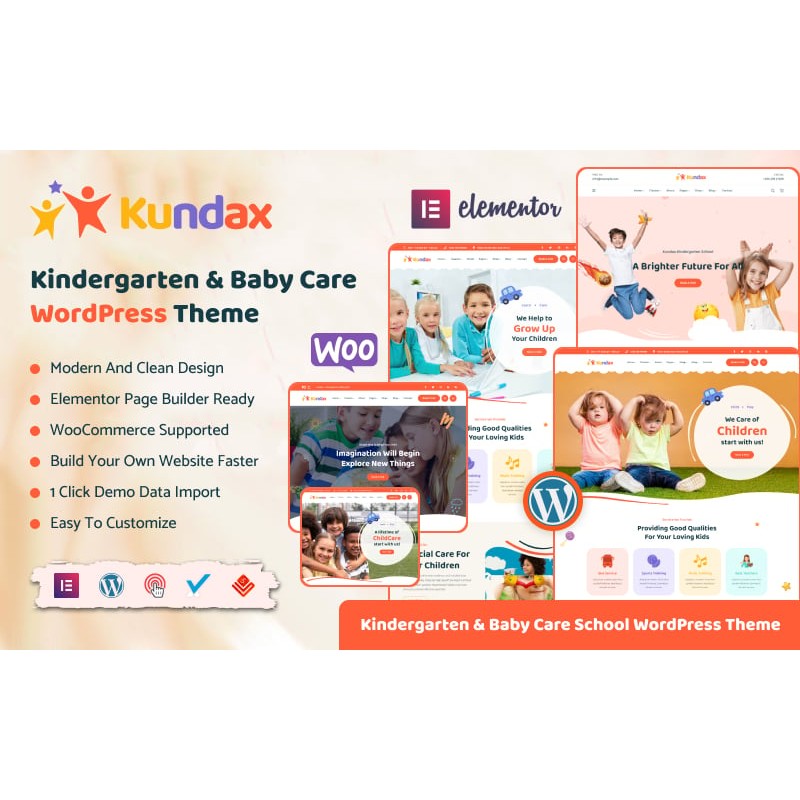 Kundax - Kindergarten Baby Care Children WordPress Theme