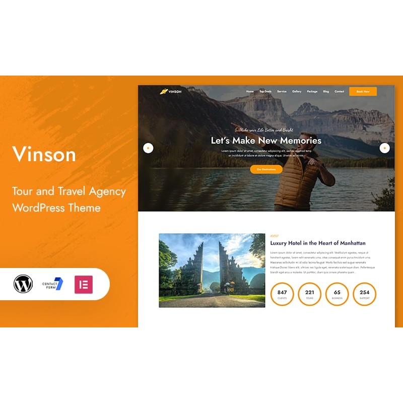 Vinson - Tour and Travel Landing Page WordPress Theme