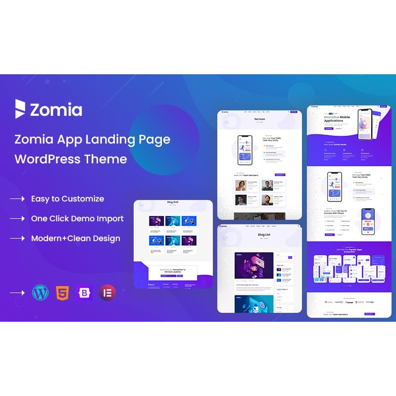 Zomia - App & Saas Landing WordPress Theme.