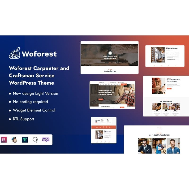 Woforest - Carpenter and Craftsman Service WordPress Theme