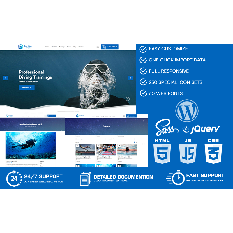 Blueking - Diving Club WordPress Theme