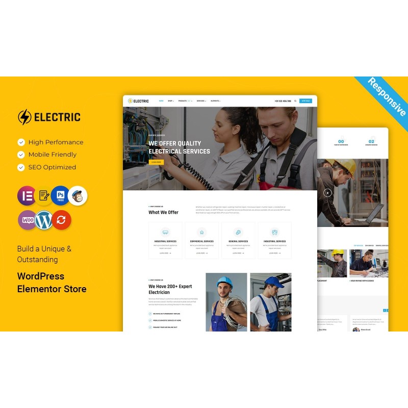 Electric - Electricity Services WordPress Elementor Theme