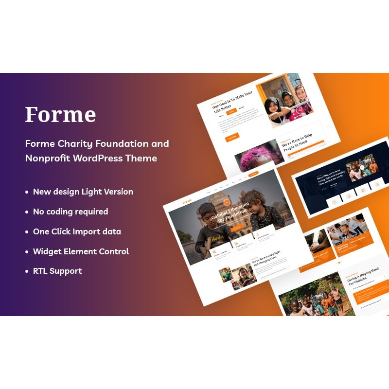 Forme - Charity Foundation and Nonprofit WordPress Theme