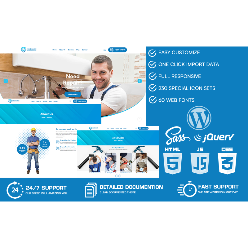 Handymane - Repairman Services WordPress Theme