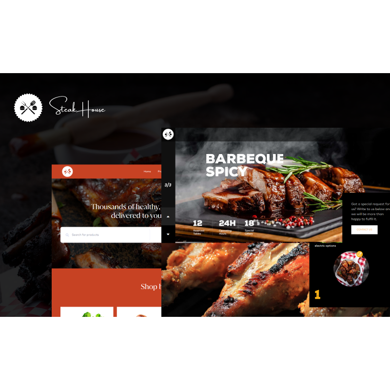 Steakhouse Restaurant Bakery Hotel Booking and Woocommerce Theme