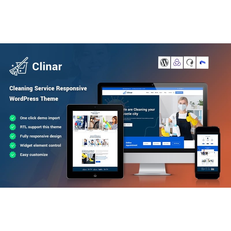 Clinar - Maintenance and Cleaning Service Responsive WordPress Theme