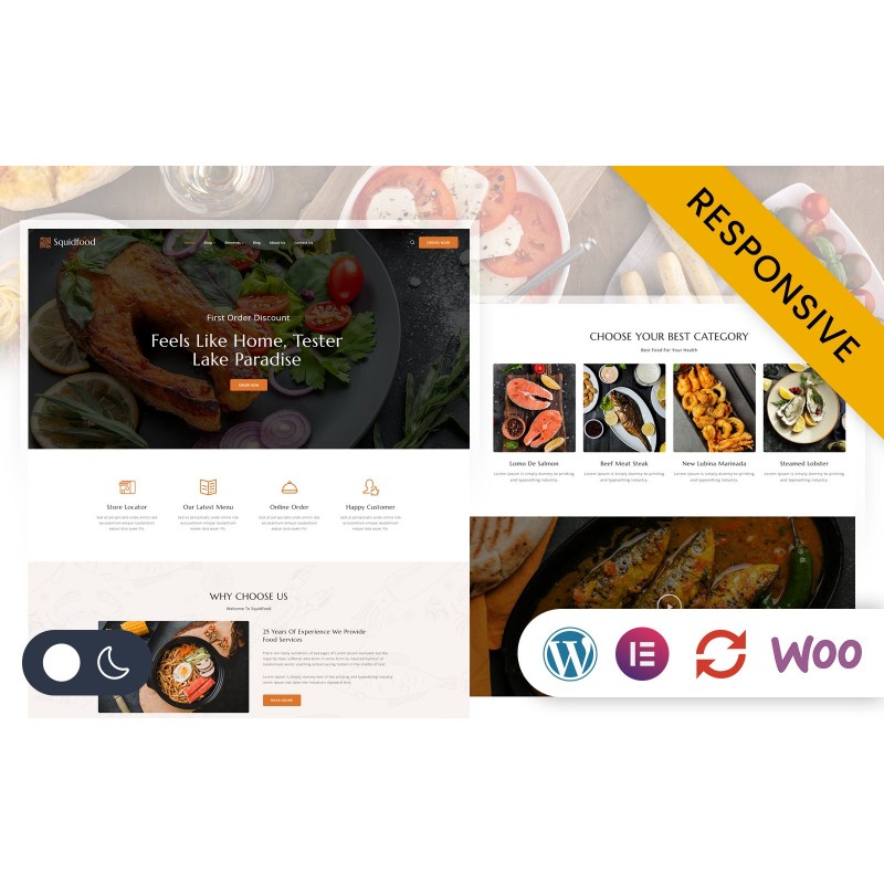 Squidfood - Food and Restaurant Store Elementor WordPress Responsive Theme