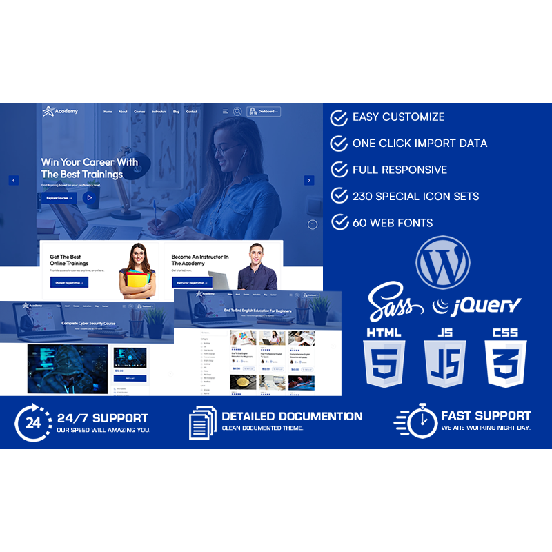 Academy - Online Courses & Education WooCommerce WordPress Theme