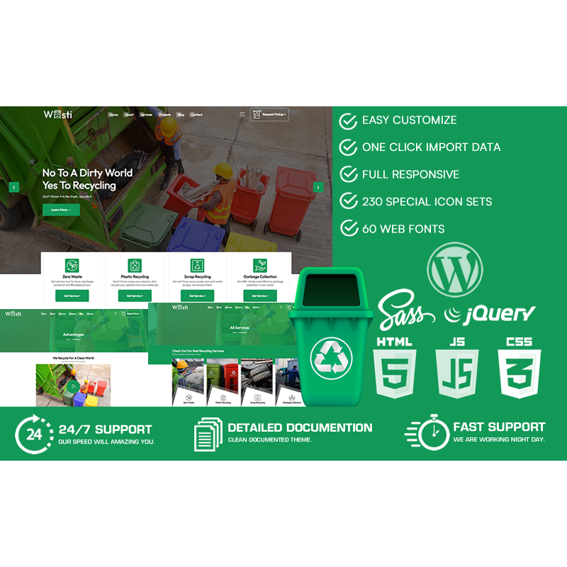 Wasti - Waste Pickup & Disposal Services WordPress Theme