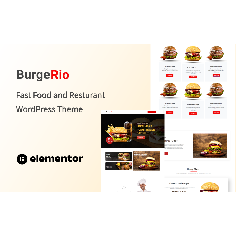 Burger - Fast Food and Restaurant One Page WordPress Theme