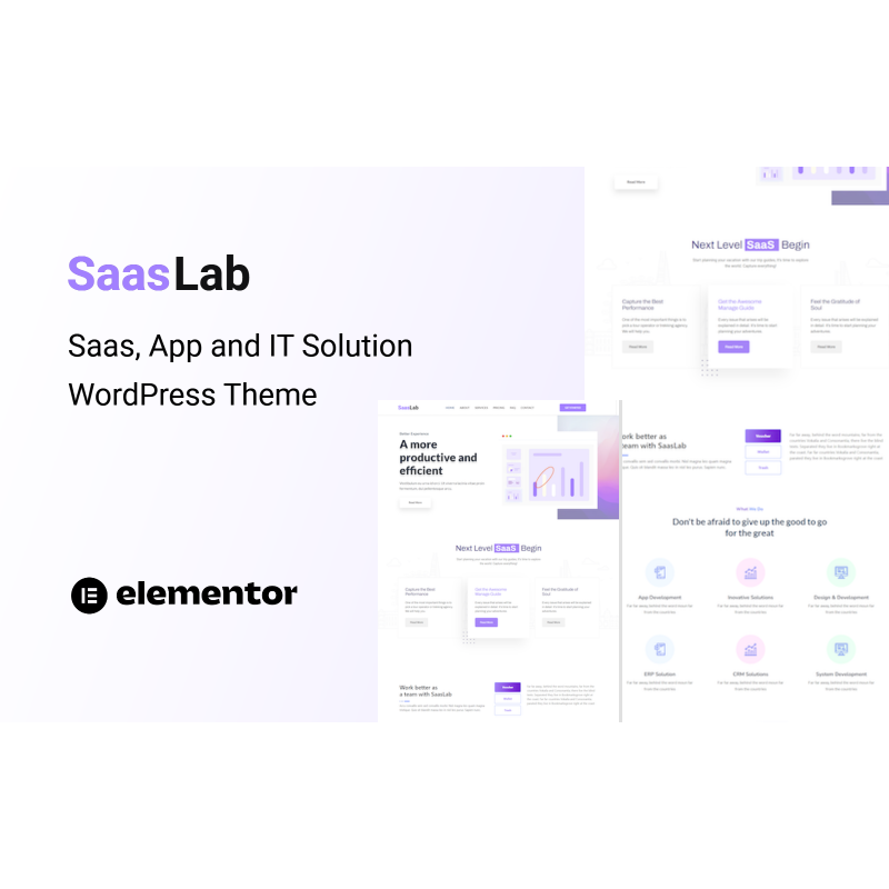SaasLab - SaaS, App and IT Solution One Page WordPress Theme
