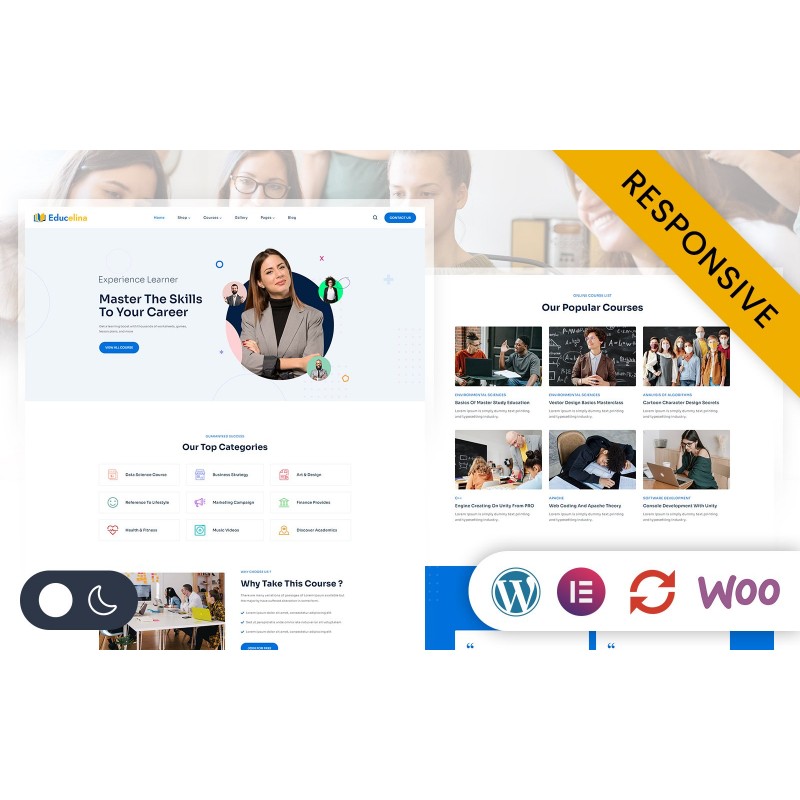 Educelina - Online Learning Courses Elementor Wordpress Responsive Theme