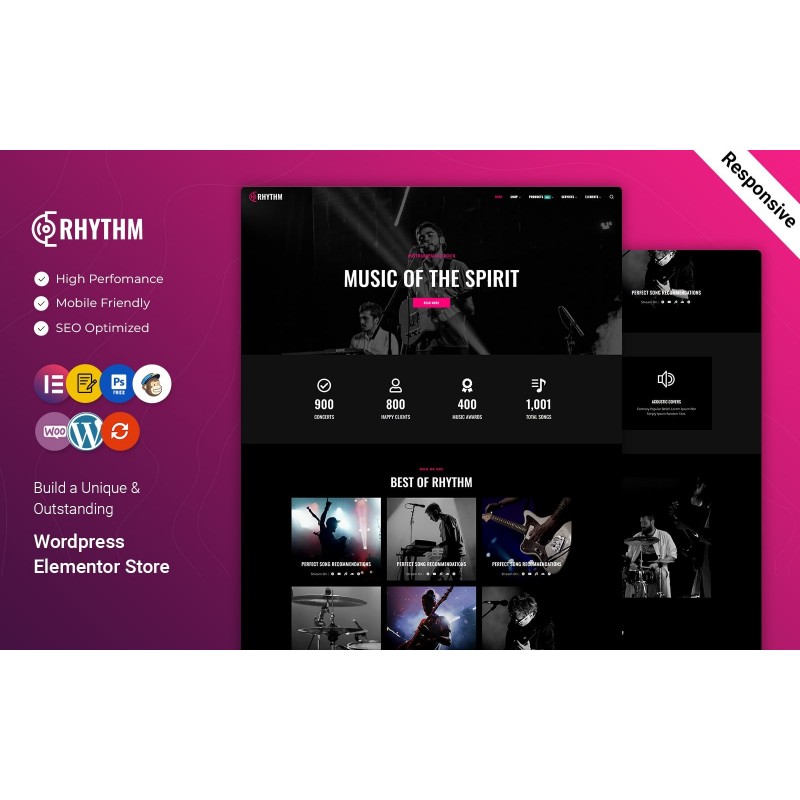 Rhythm - Music and Band WordPress Elementor Theme