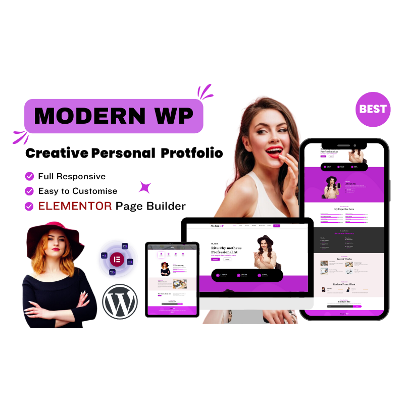 ModernWP Creative Portfolio And Personal Full Responsive WordPress theme