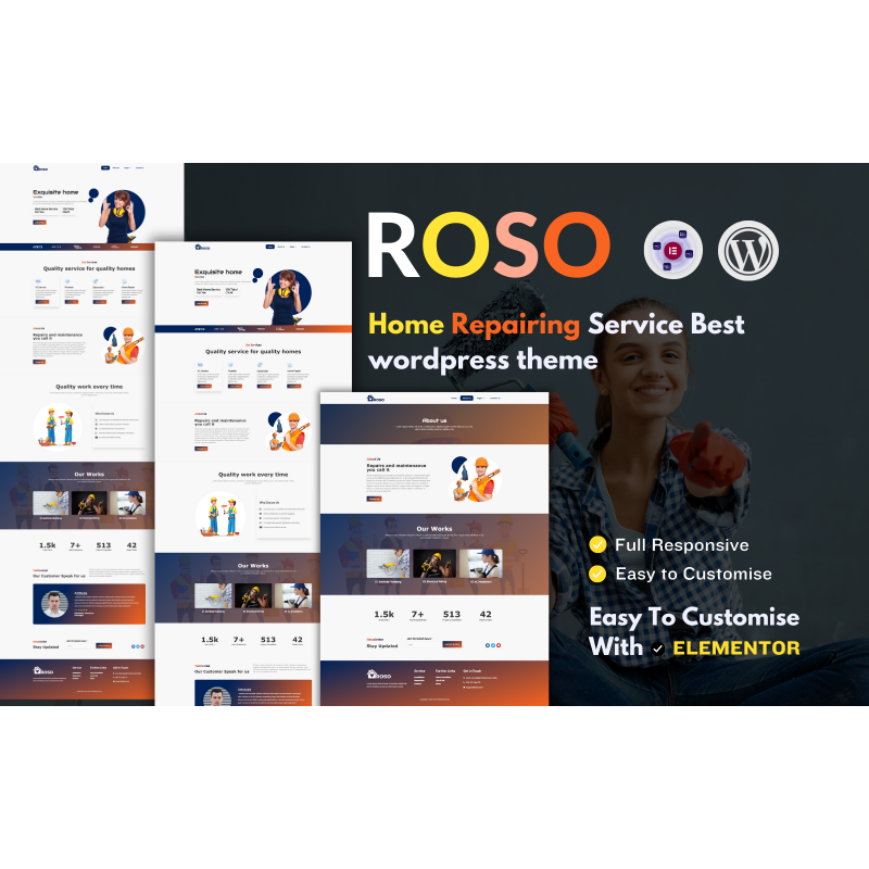 Roso Quality Home Repairing Service - Wordpress Theme