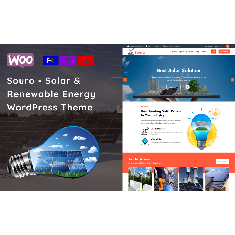 Souro - Solar & Renewable Energy WordPress Theme