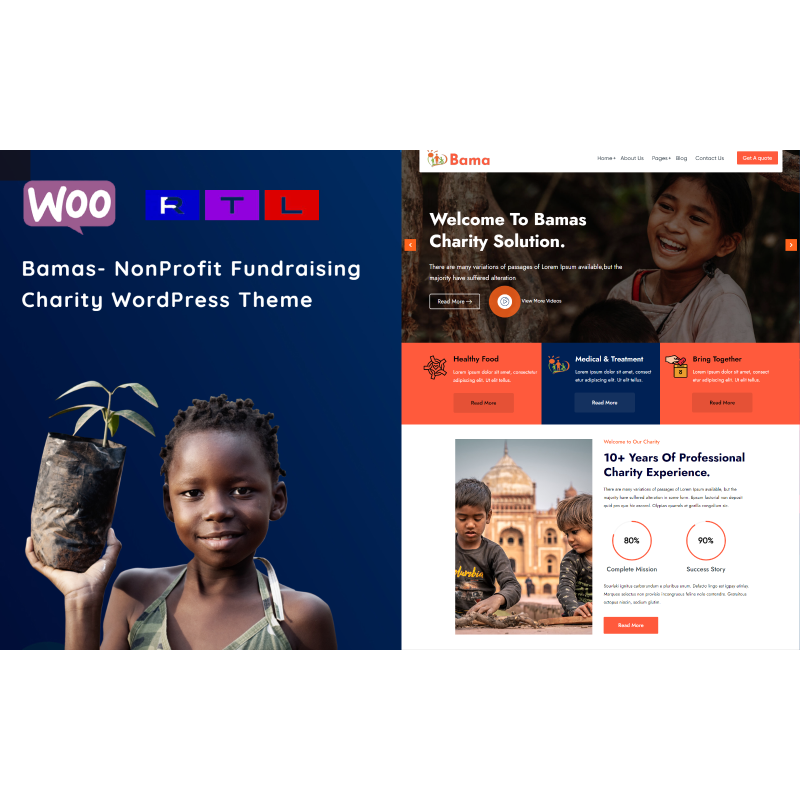 Bamas - NonProfit Fundraising Charity WordPress Theme