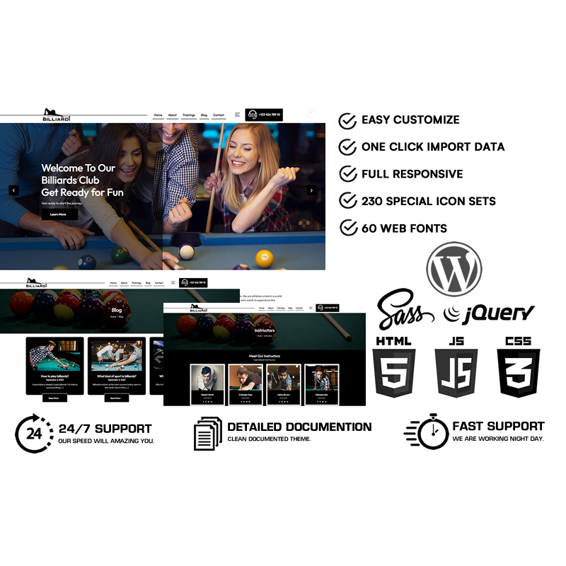 Billiardi - Billiards Club WordPress Theme